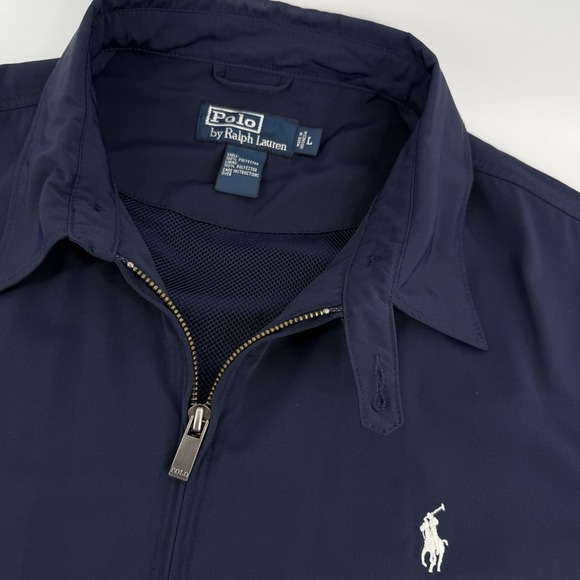 Polo Ralph Lauren Jacket Men's L Navy Blue Mesh Lined Light Windbreaker - Picture 1 of 12